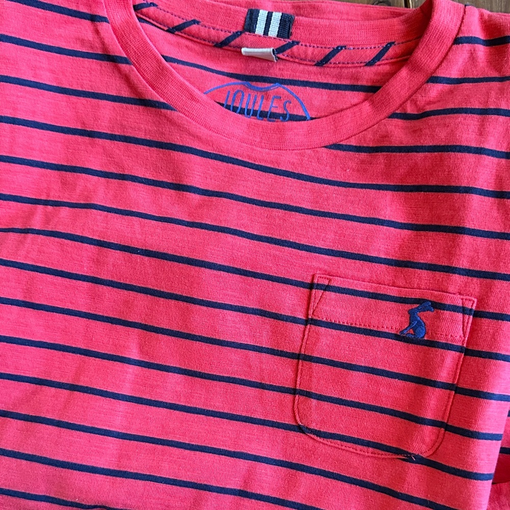 NWOT Joules Kids Tee in Red with Navy Stripes